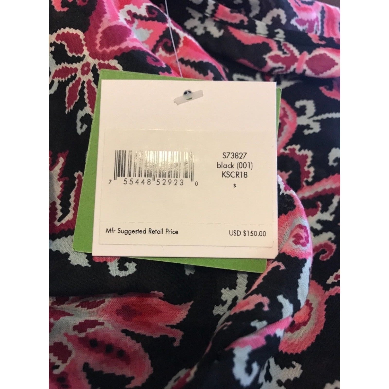 KATE SPADE SM beach swimsuit cover up dress floral $150 black pink smocked-Clothing, Shoes & Accessories:Women's Clothing:Swimwear-Kate Spade New York-Small-Black/pink-Jenifers Designer Closet
