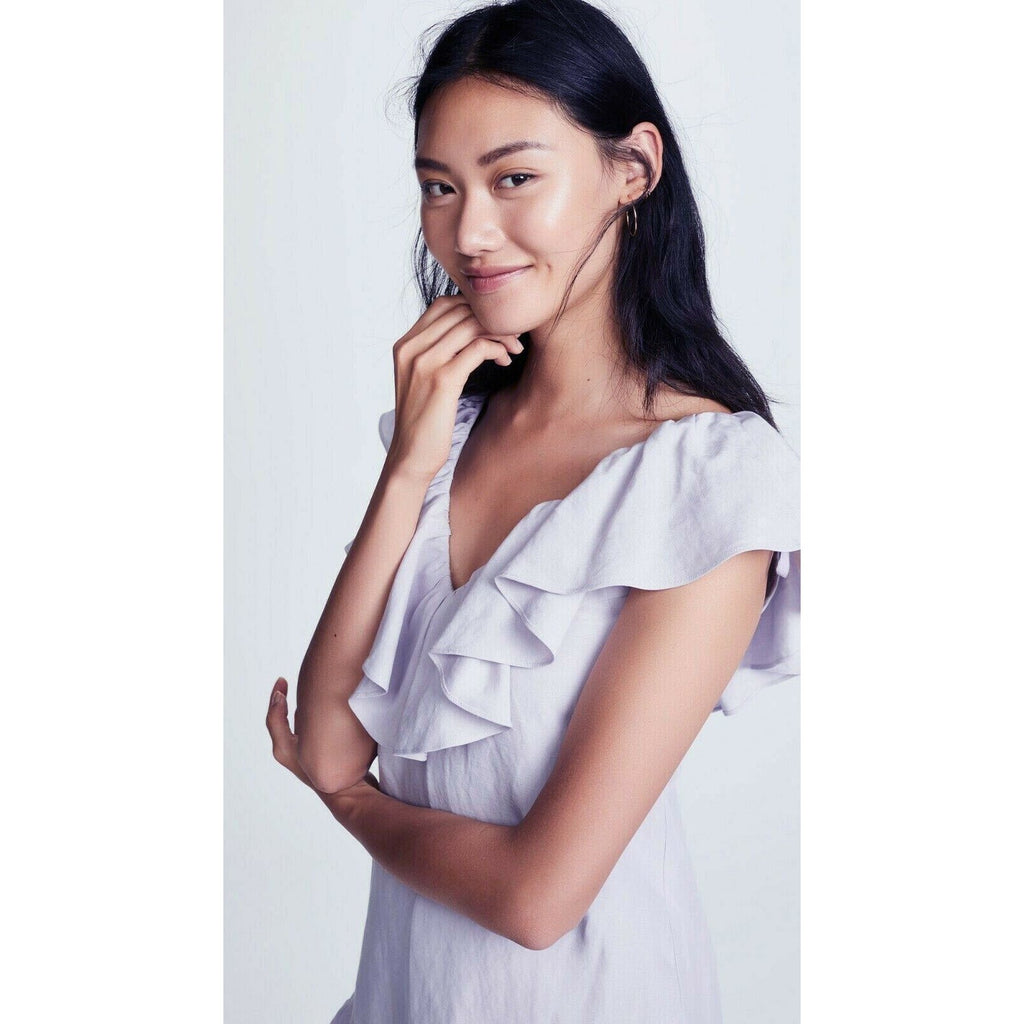 NWT REBECCA TAYLOR 2 ruffled linen dress lavender $395 church wedding career-Clothing, Shoes & Accessories:Women:Women's Clothing:Dresses-Rebecca Taylor-Jenifers Designer Closet