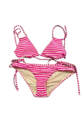AMUSE SOCIETY M Anthropologie bikini swimsuit striped hot pink 2 piece