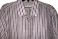 ROBERT GRAHAM Size-18.5 TALL BIG men's striped shirt lavender black - Jenifers Designer Closet