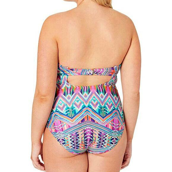KENNETH COLE 3X Reaction One Piece Swimsuit brightly colored bandeau plus sized - Jenifers Designer Closet
