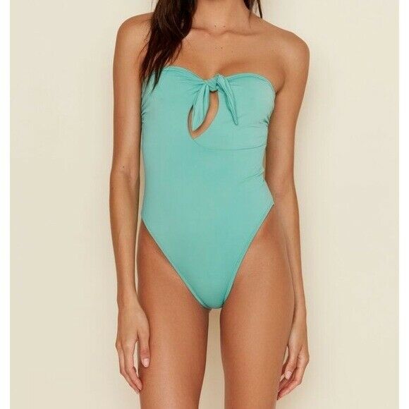 DIPPIN' DAISY'S XL one-piece swimsuit seafoam green foxy twist strapless