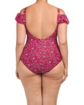 GOTTEX Plus Sized Off-The-Shoulder swimsuit ruffle flounce tummy-control ruched - Jenifers Designer Closet