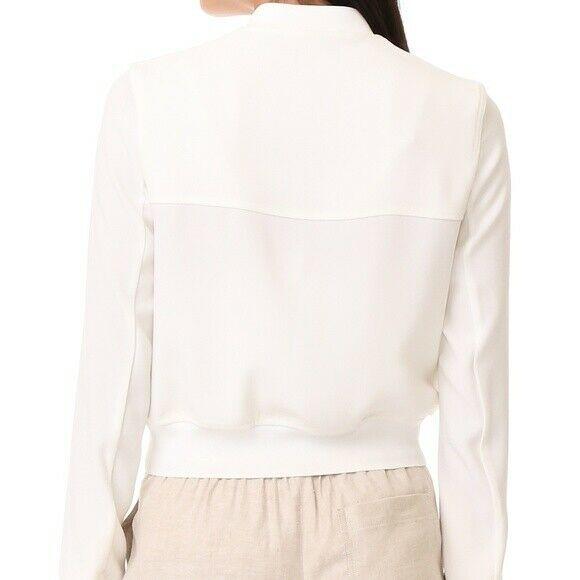 THEORY ladies 12 Rice Ivory Classic Zip Crepe Clean Bomber Jacket