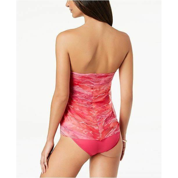 RALPH LAUREN Calypso flyaway one-piece swimsuit pink & coral mesh overlay-Clothing, Shoes & Accessories:Women's Clothing:Swimwear-Lauren Ralph Lauren-Jenifers Designer Closet