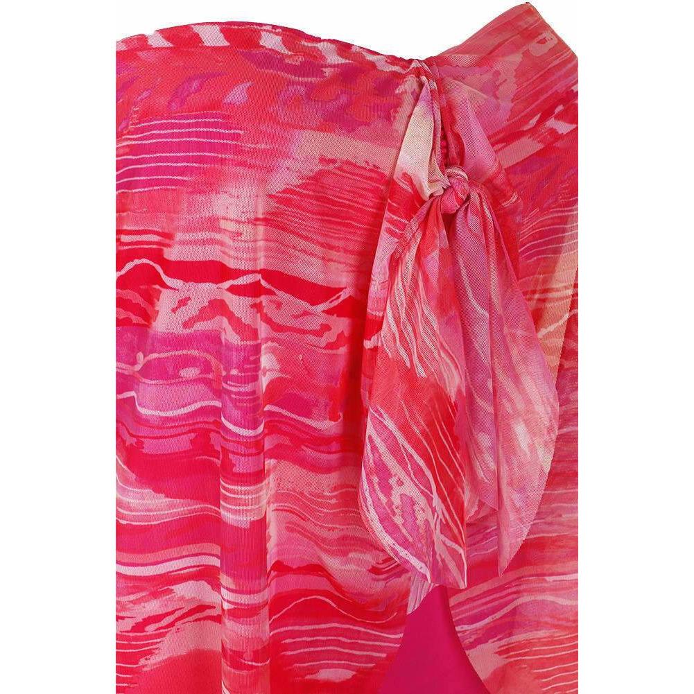 RALPH LAUREN Calypso flyaway one-piece swimsuit pink & coral mesh overlay-Clothing, Shoes & Accessories:Women's Clothing:Swimwear-Lauren Ralph Lauren-Jenifers Designer Closet