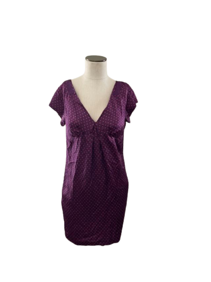 SEE by CHLOE 4 backless mini dress deep v-neck SILK stars purple designer