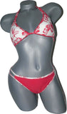 GOTTEX reversible 8 red white floral bikini swimsuit 2 PC hawaiian bathing - Jenifers Designer Closet