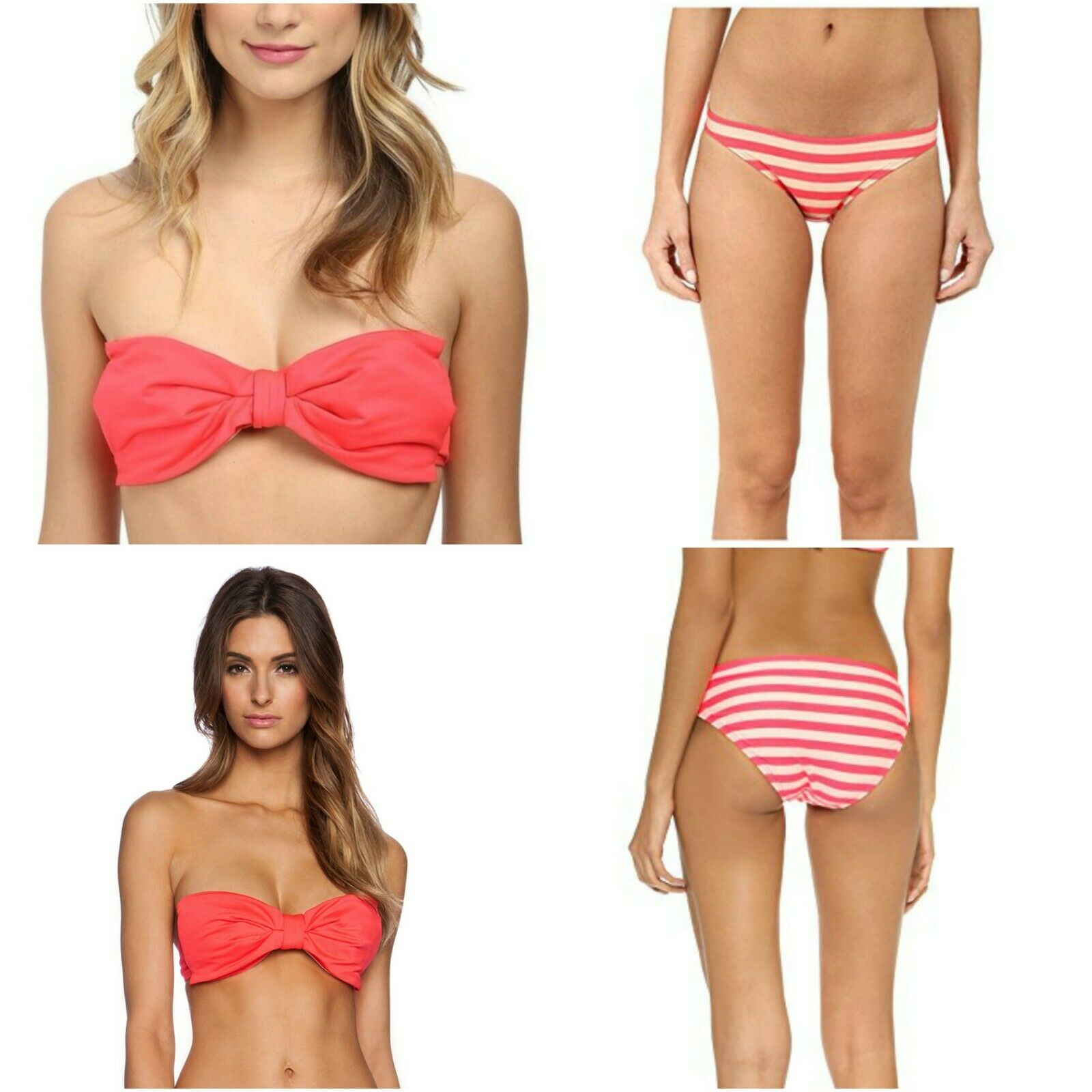 KATE SPADE swimsuit S bikini 2PC set underwire Bow bandeau Georgica-Clothing, Shoes & Accessories:Women's Clothing:Swimwear-Kate Spade-Small-Geranium-Jenifers Designer Closet