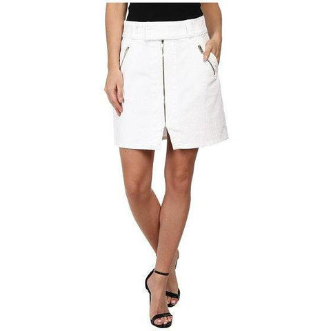 7 For All Mankind 26 white denim mini skirt zippers short A-line designer ladies-Clothing, Shoes & Accessories:Women's Clothing:Skirts-7 For All Mankind-26-white-Jenifers Designer Closet