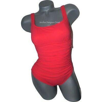 NWT GOTTEX swimsuit 6 coral ruched sides tummy control slimming sexy tank-Swimwear-Gottex-Jenifers Designer Closet