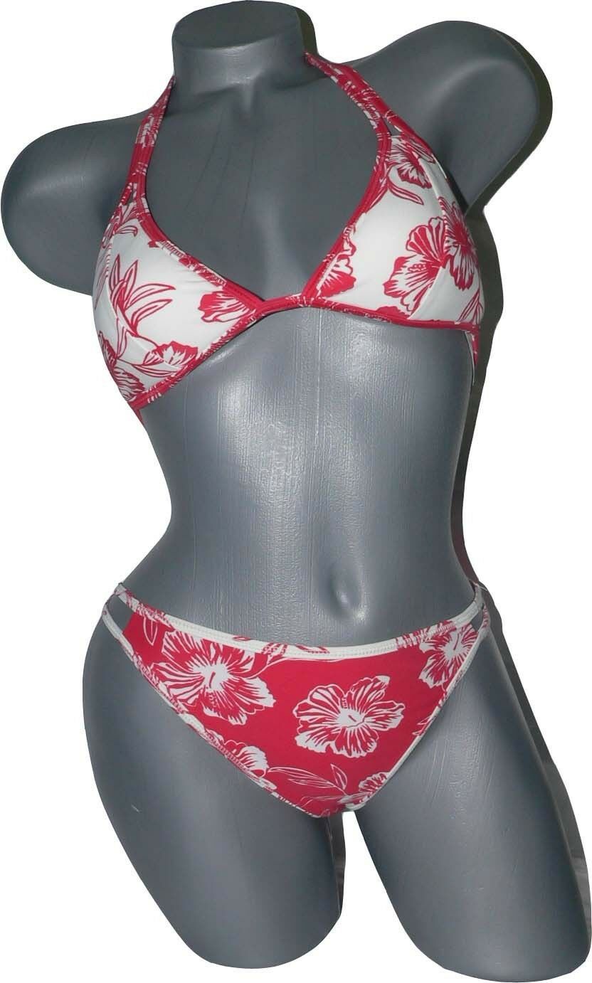 GOTTEX reversible 8 red white floral bikini swimsuit 2 PC hawaiian bathing - Jenifers Designer Closet