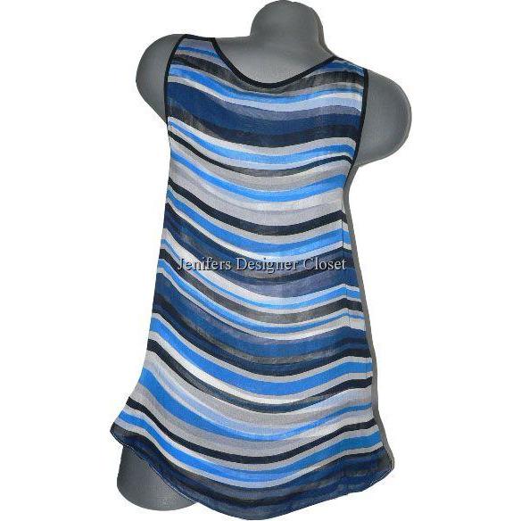 ADAM LIPPES NY 8 100% silk striped tank shell career designer blue black-Clothing, Shoes & Accessories:Women's Clothing:Tops-Adam Lippes-8-Blue/White-Jenifers Designer Closet