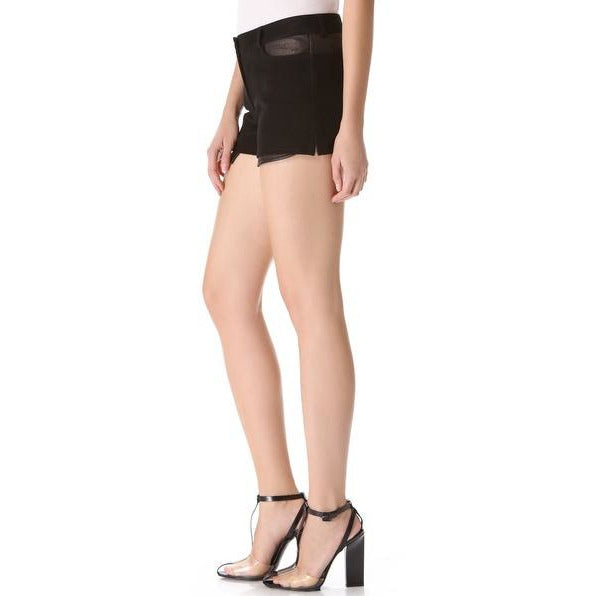 ALEXANDER WANG 30 cotton w/ glove leather shorts runway couture black-Shorts-Alexander Wang-30-Black-Jenifers Designer Closet