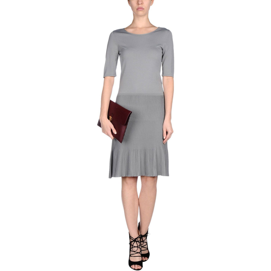 GIORGIO ARMANI Collezioni 50/14 gray knit sweater dress $995 bodycon career-Dresses-Armani Collezioni-50/14-Gray-Jenifers Designer Closet
