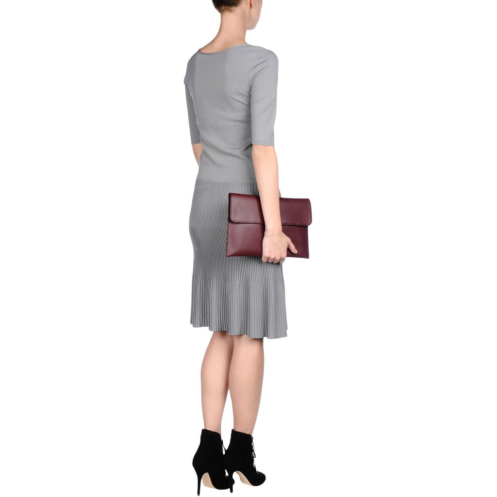 GIORGIO ARMANI Collezioni 50/14 gray knit sweater dress $995 bodycon career-Dresses-Armani Collezioni-50/14-Gray-Jenifers Designer Closet