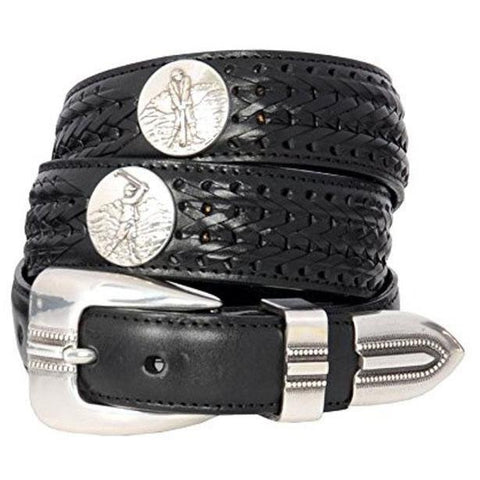 BRIGHTON silver black leather 30 LOGAN Onyx golf belt men's sharp-Belts-Brighton Onyx-30-Black-Jenifers Designer Closet