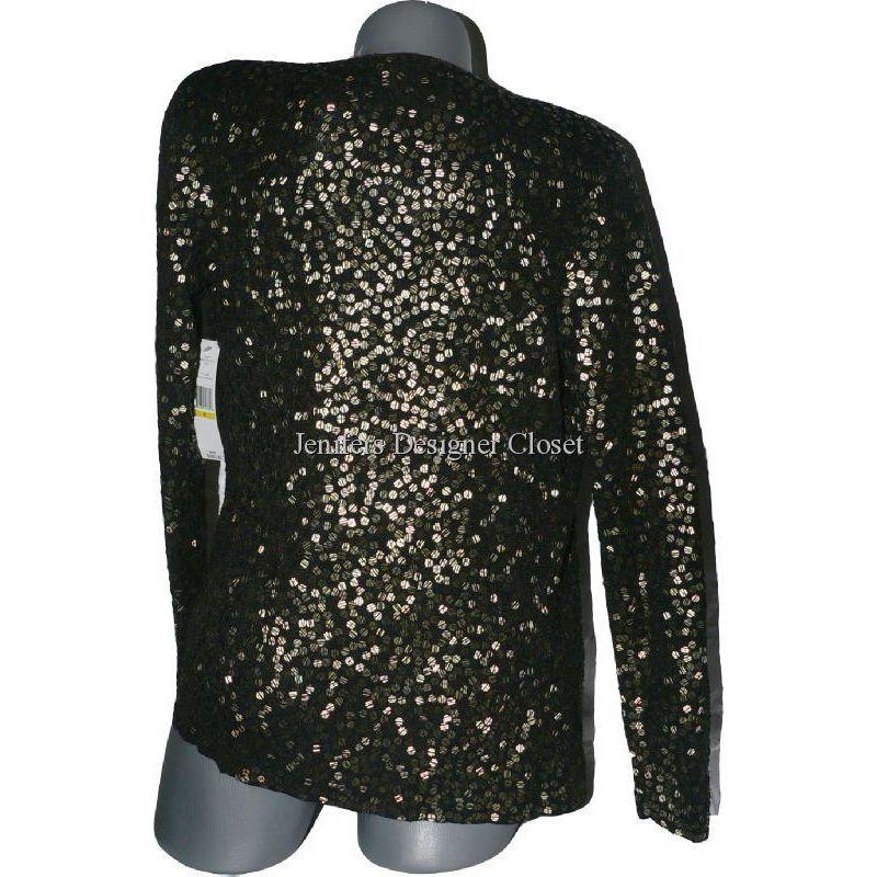CARMEN MARC VALVO sequin sweater twin-set evening holiday cocktail party-Sweaters-Carmen Marc Valvo-Medium/Large-Black-Jenifers Designer Closet