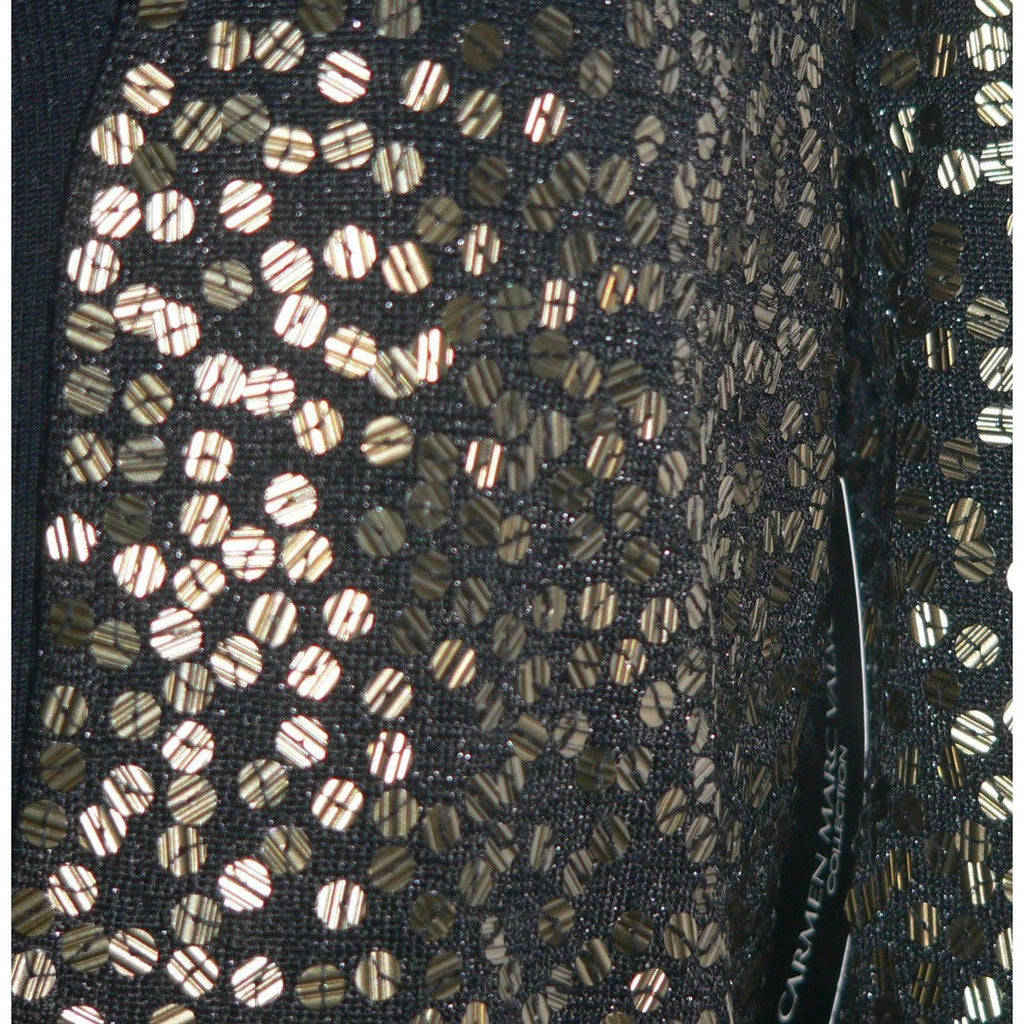CARMEN MARC VALVO sequin sweater twin-set evening holiday cocktail party-Sweaters-Carmen Marc Valvo-Medium/Large-Black-Jenifers Designer Closet