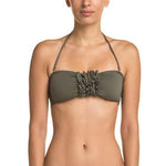 EBERJEY solid M Swimsuit bandeau top olive strapless Dahlia bikini-Swimwear-Eberjey-Medium-Olive-Jenifers Designer Closet