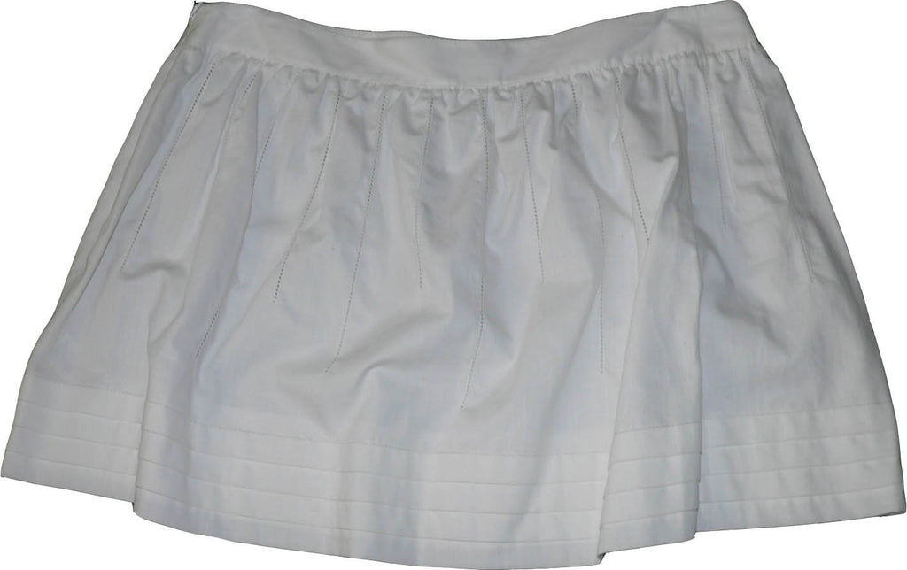 ELIE TAHARI white mini skirt eyelet tiered hem 12 $215 cotton designer short - Jenifers Designer Closet