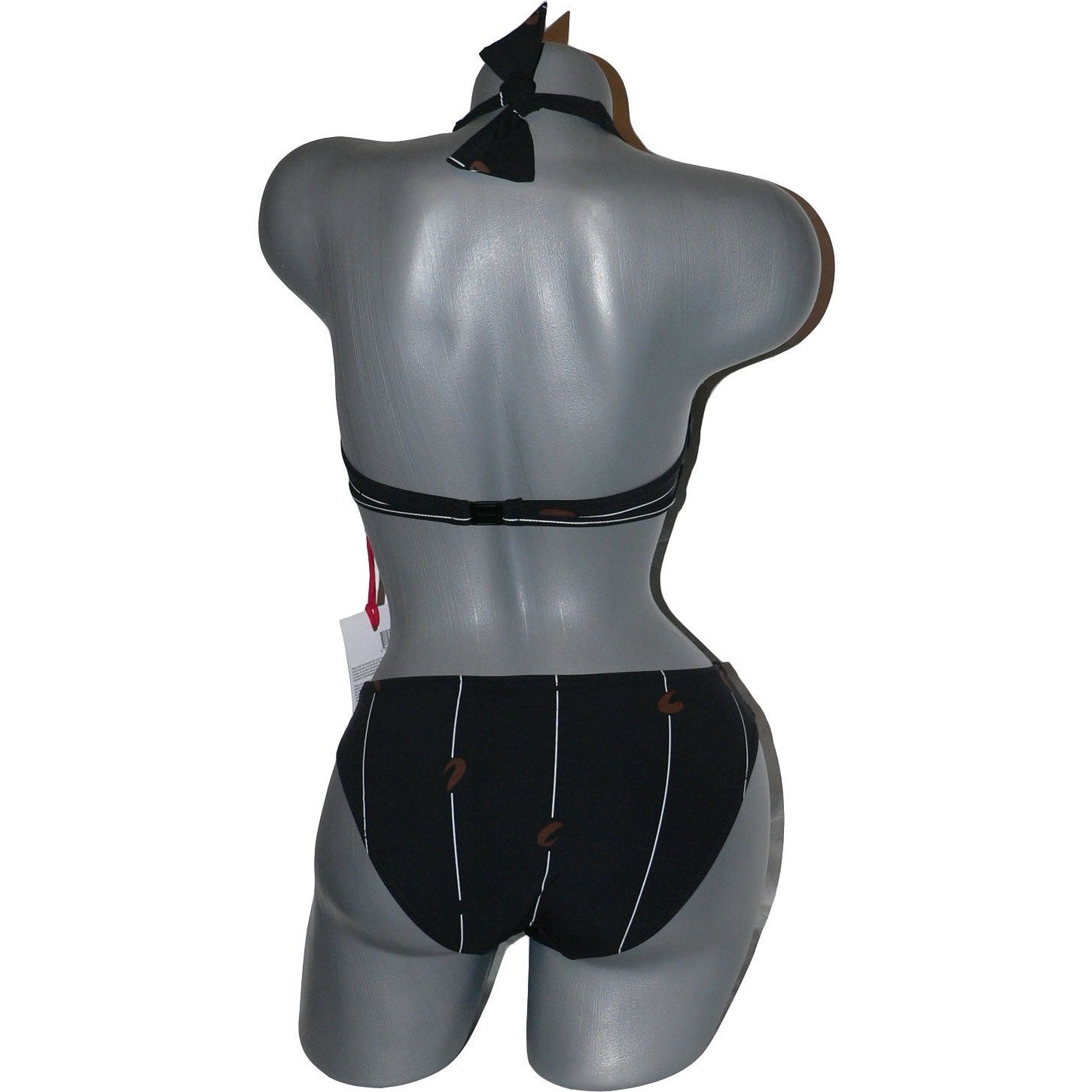 GIDEON OBERSON 8 M halter bikini swimsuit swirls black-Swimwear-Gideon Oberson-8-Black-Jenifers Designer Closet