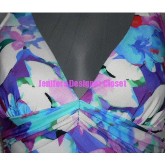 GOTTEX designer 12 swimsuit draped v-neck slimming tank fully-lined-Swimwear-Gottex-12-Multi-Jenifers Designer Closet