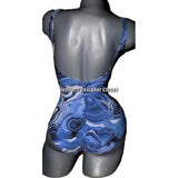 GOTTEX Israel mosaic swimsuit blue swirls draped 6 surplice tummy control-Swimwear-Gottex-6-Blue-Jenifers Designer Closet