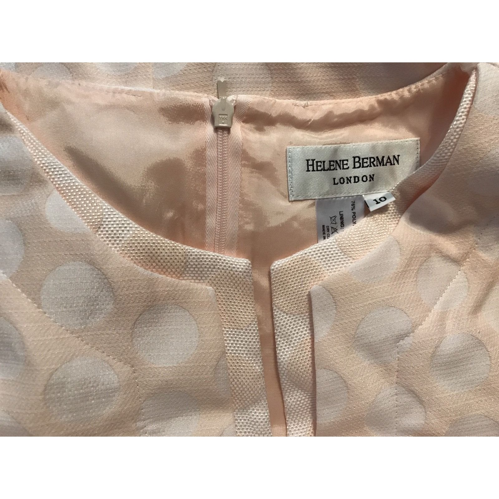 HELENE BERMAN London dress 10 $368 career V-neck blush pink dots tulle under-Dresses-Helene Berman-10-Blush Pink-Jenifers Designer Closet
