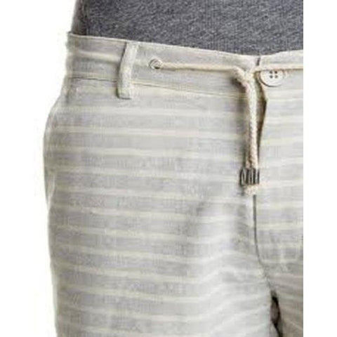 KINETIX men's shorts Medium striped gray cream cotton cuffed $128-Shorts-Kinetix-Medium-Off white/gray-Jenifers Designer Closet