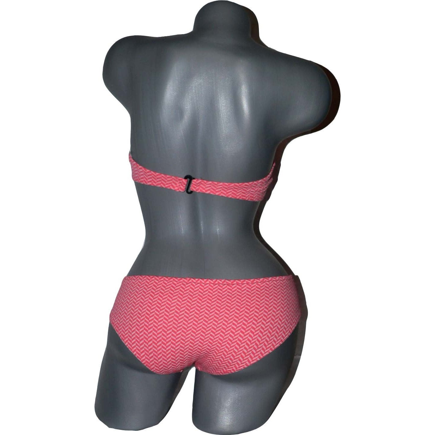 KUSHCUSH S strapless bandeau bikini swimsuit sassy herringbone coral-Swimwear-Kushcush-Small-Coral-Jenifers Designer Closet