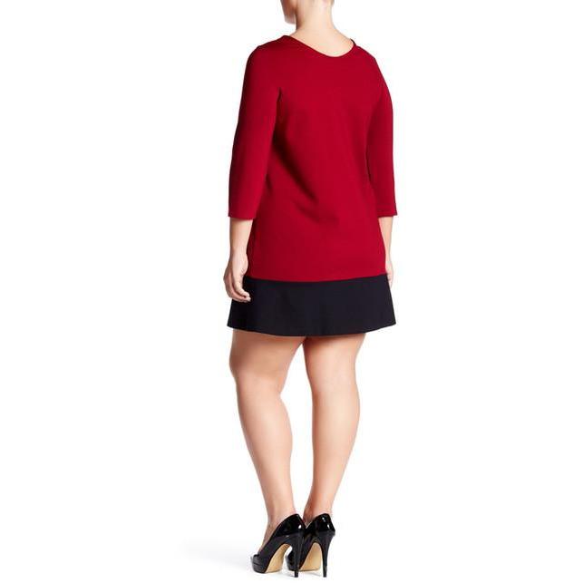 LEOTA dress 2L colorblock plus sized mini ponte burgandy black 2X XXL-Dresses-Leota-2XL-Wine/black-Jenifers Designer Closet