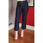LUCCA COUTURE S lace-up denim jeans pants dark blue cropped 26"-Jeans-Lucca Couture-26-Blue-Jenifers Designer Closet