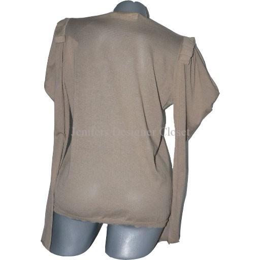MARNI summer sweater lightweight 44 cotton cardigan ruffle shoulders tan L/S-Sweaters-Marni-44-Tan-Jenifers Designer Closet