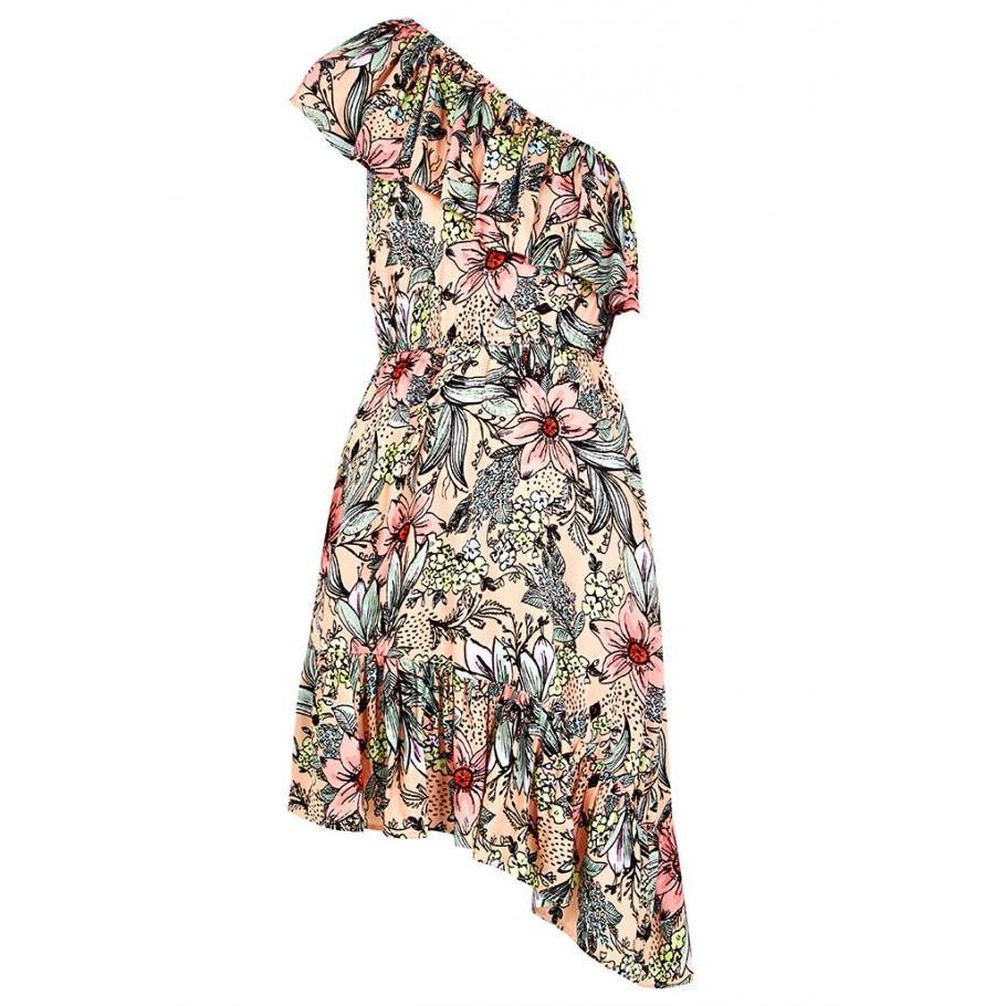 MINKPINK XS ruffled dress one-shoulder off-shoulder wattle wonder-Dresses-Minkpink-XS-Multi-Jenifers Designer Closet