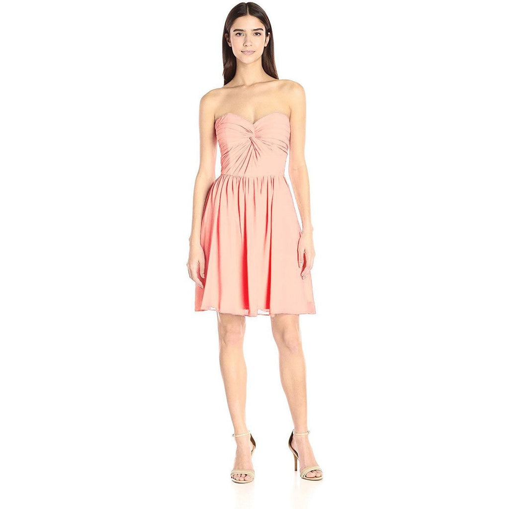 MINUET dress S formal cocktail prom wedding lined strapless twist chiffon-Dress/Formal-Minuet-Small-Peach-Jenifers Designer Closet
