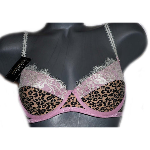NICOLE MILLER Bra pink leopard 36C designer pink leopard-Bras & Bra Sets-Nicole Miller-36C-pink leopard-Jenifers Designer Closet