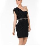 PEARL by Marchesa dress 6 formal cocktail prom homecoming one shoulder black-Dress/Formal-Pearl by Marchesa-6-Black/silver-Jenifers Designer Closet