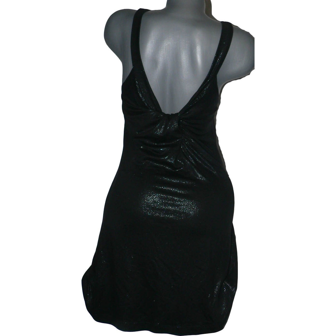 POLECI designer 12 slinky shimmery dress twist cocktail party black metallic $350-Dresses-Poleci-12-Black metallic-Jenifers Designer Closet