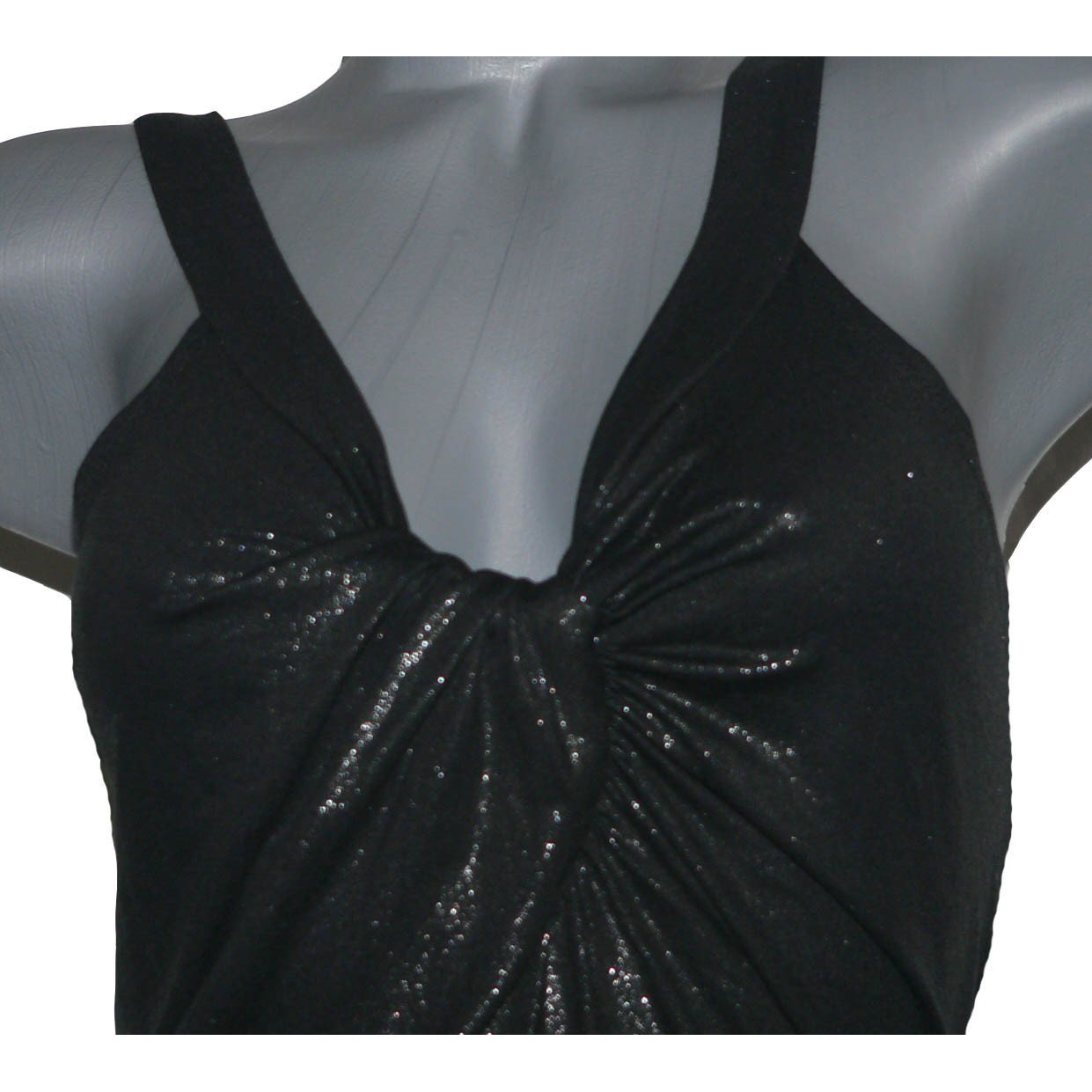 POLECI designer 12 slinky shimmery dress twist cocktail party black metallic $350-Dresses-Poleci-12-Black metallic-Jenifers Designer Closet