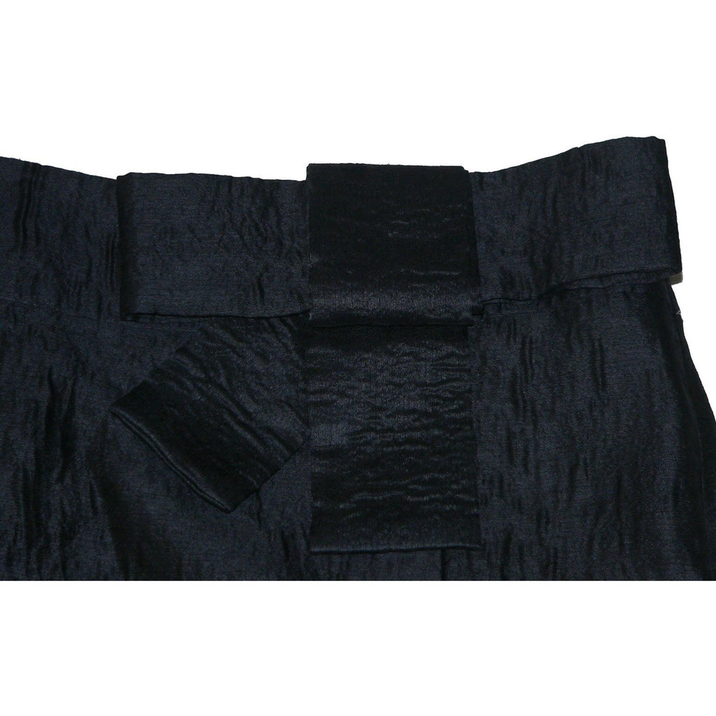POLECI high-end designer skirt with wide bow at waist 10 black sheen career-Skirts-Poleci-10-Black-Jenifers Designer Closet
