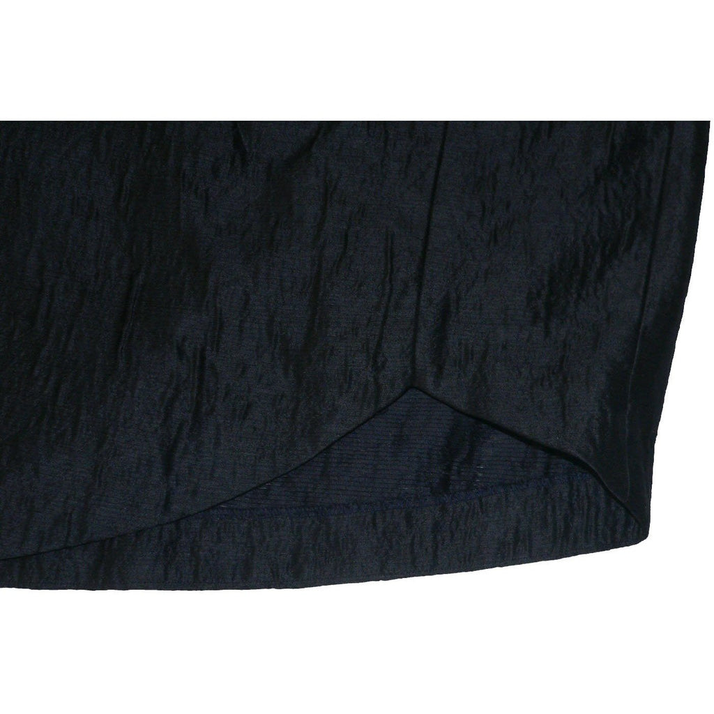 POLECI high-end designer skirt with wide bow at waist 10 black sheen career-Skirts-Poleci-10-Black-Jenifers Designer Closet