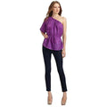 REBECCA TAYLOR 6 one-shoulder top sand washed silk shirt snake-Tops & Blouses-Elie Tahari-6-Orchid-Jenifers Designer Closet