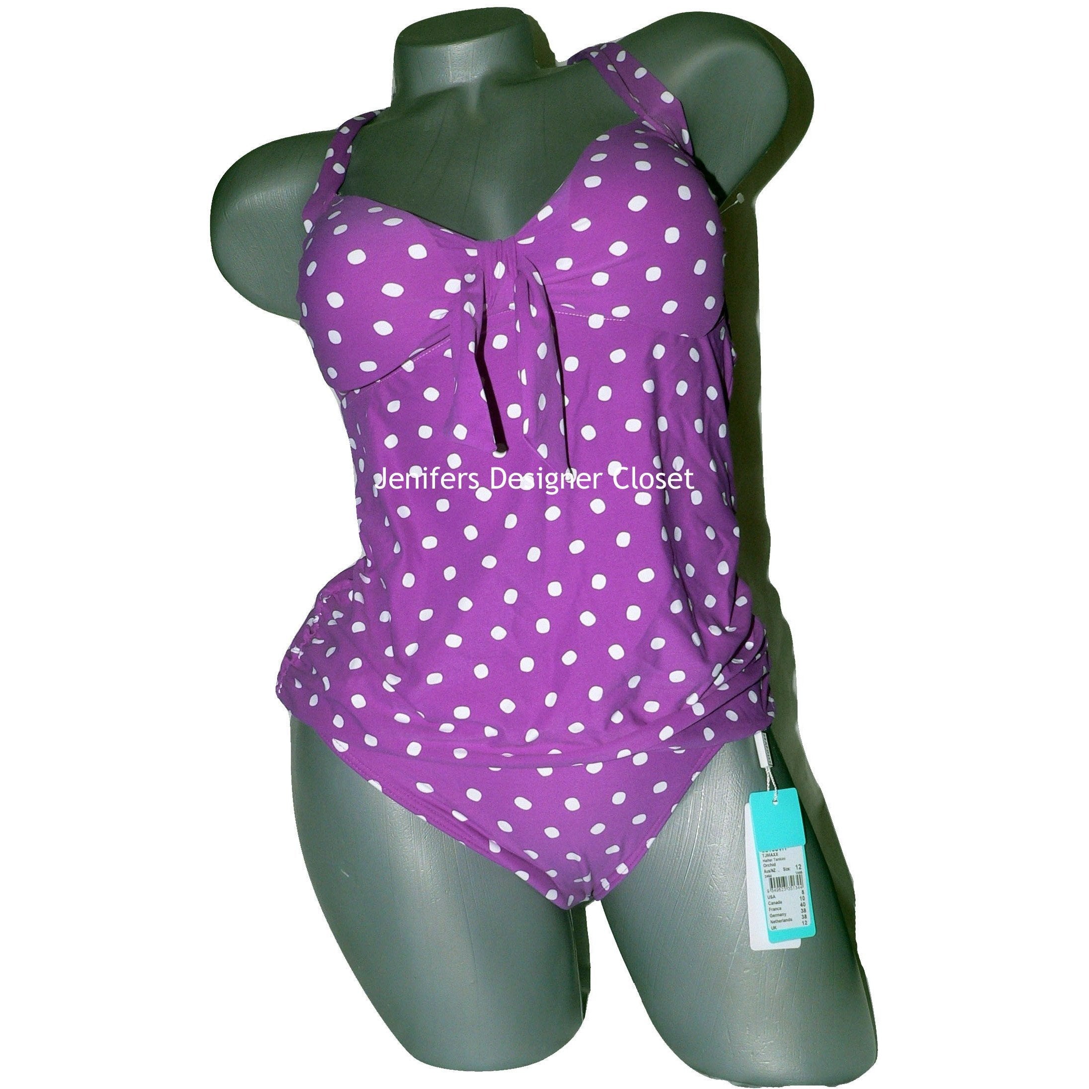 Anthropologie SEAFOLLY Australia US-8 Retro polka dot tankini swimsuit-Swimwear-Seafolly-8 US-Orchid-Jenifers Designer Closet