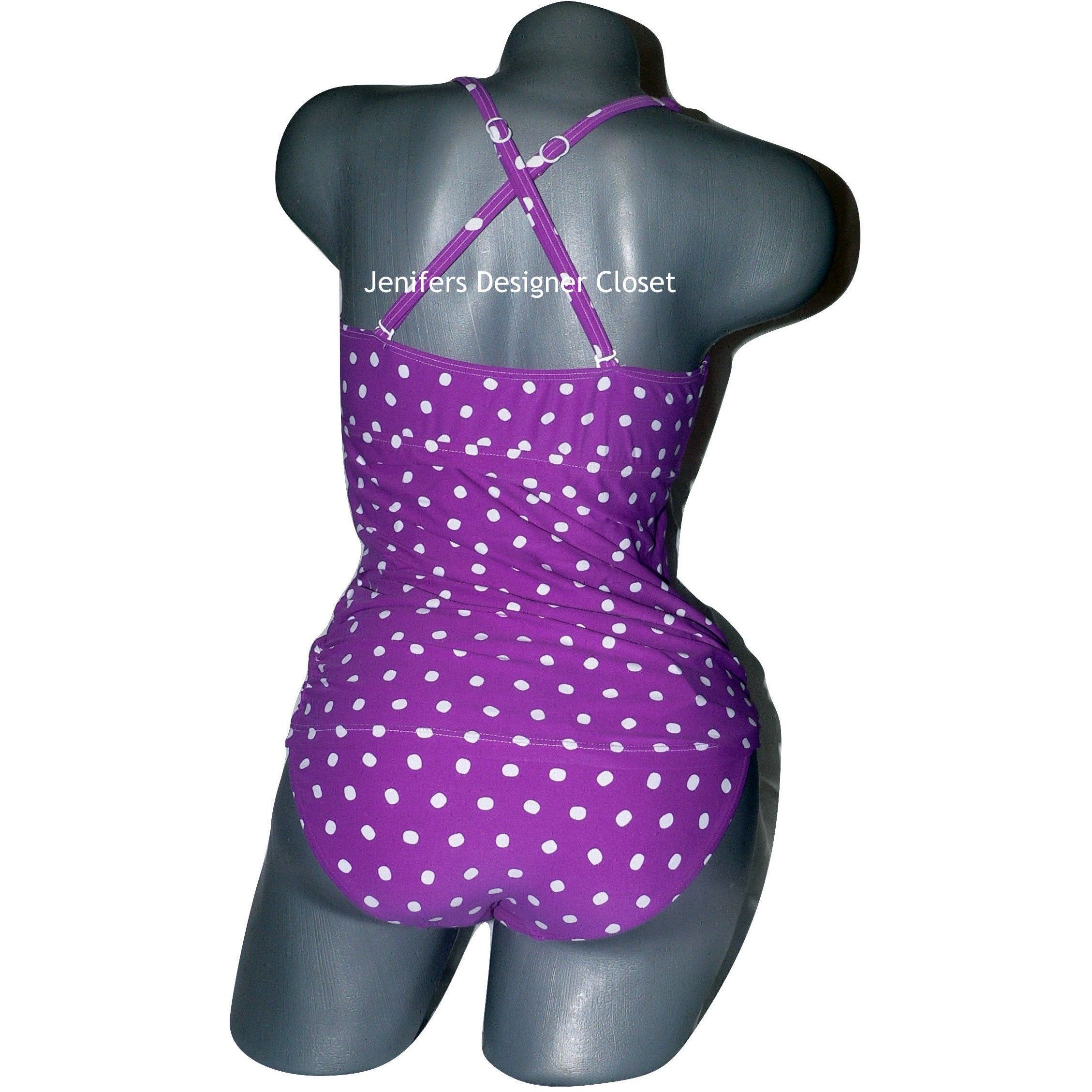 Anthropologie SEAFOLLY Australia US-8 Retro polka dot tankini swimsuit-Swimwear-Seafolly-8 US-Orchid-Jenifers Designer Closet