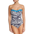 TOMMY BAHAMA 6 Zebra bandeau Swimsuit strapless blue 1 piece-Swimwear-Tommy Bahama-6-Blue-Jenifers Designer Closet