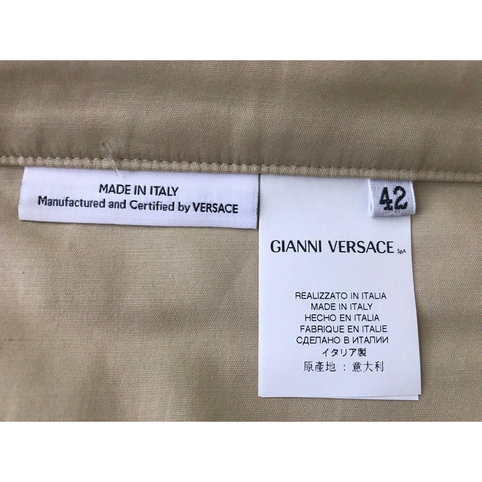 VERSACE 42 6 pants slacks trousers cropped capris tan Italy couture ankle-Pants-Versace-42/6-Tan-Jenifers Designer Closet